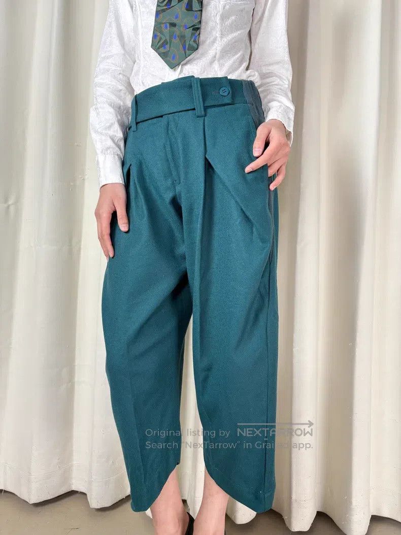 Issey Miyake Issey Miyake Origami Patchwork Peacock Green Harem Pants Size 25" / US 0 / IT 36 - 2 Thumbnail