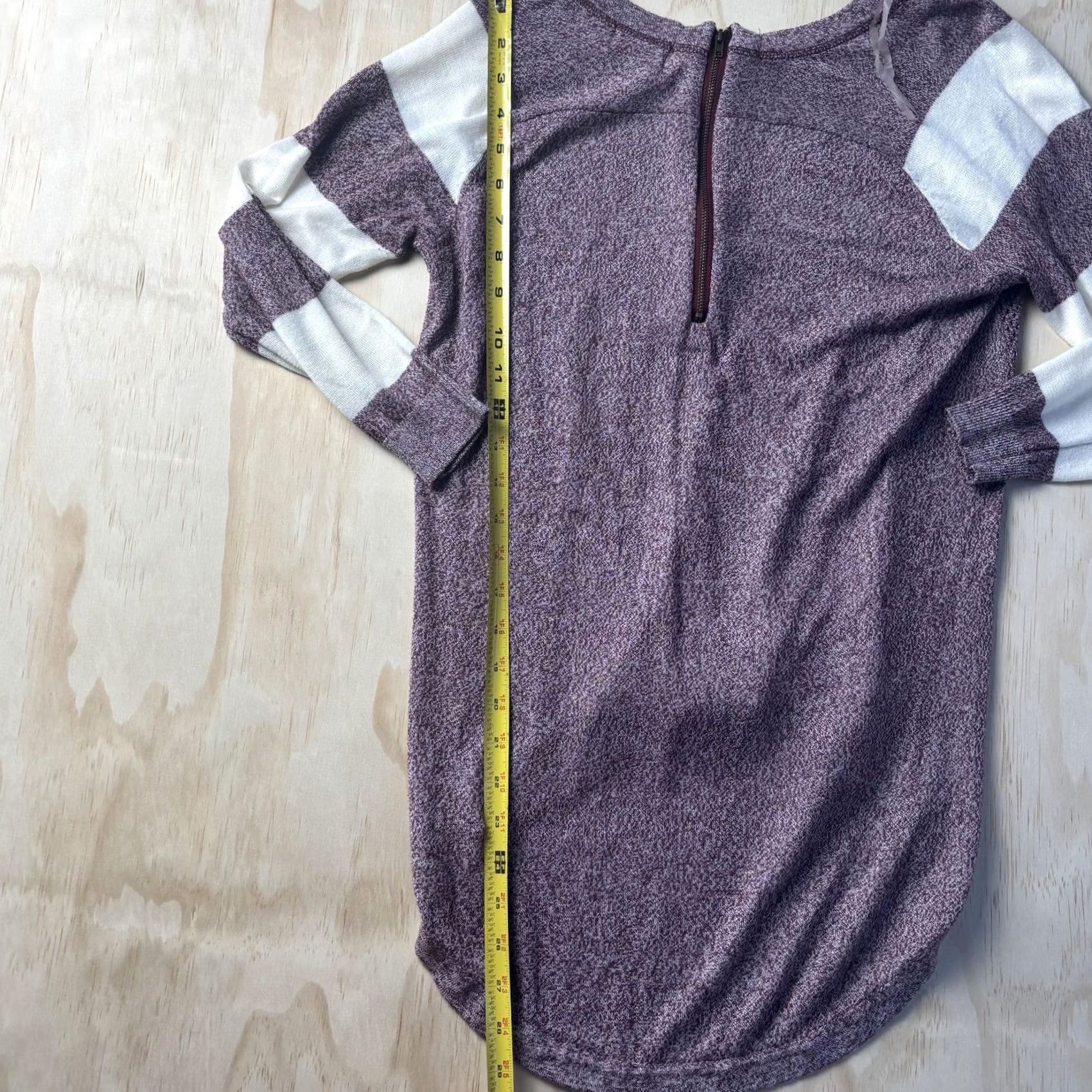 Vintage Womens Sweater Shirt Purple Striped Crew Neck 1/4 Zip Long Raglan Sleeve Tunic Medium Size M / US 6-8 / IT 42-44 - 3 Thumbnail