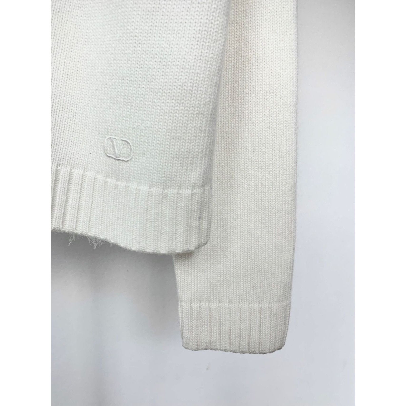 Valentino Valentino Womens White Wool & Cashmere Lace Back Cardigan Co Size S / US 4 / IT 40 - 6 Thumbnail