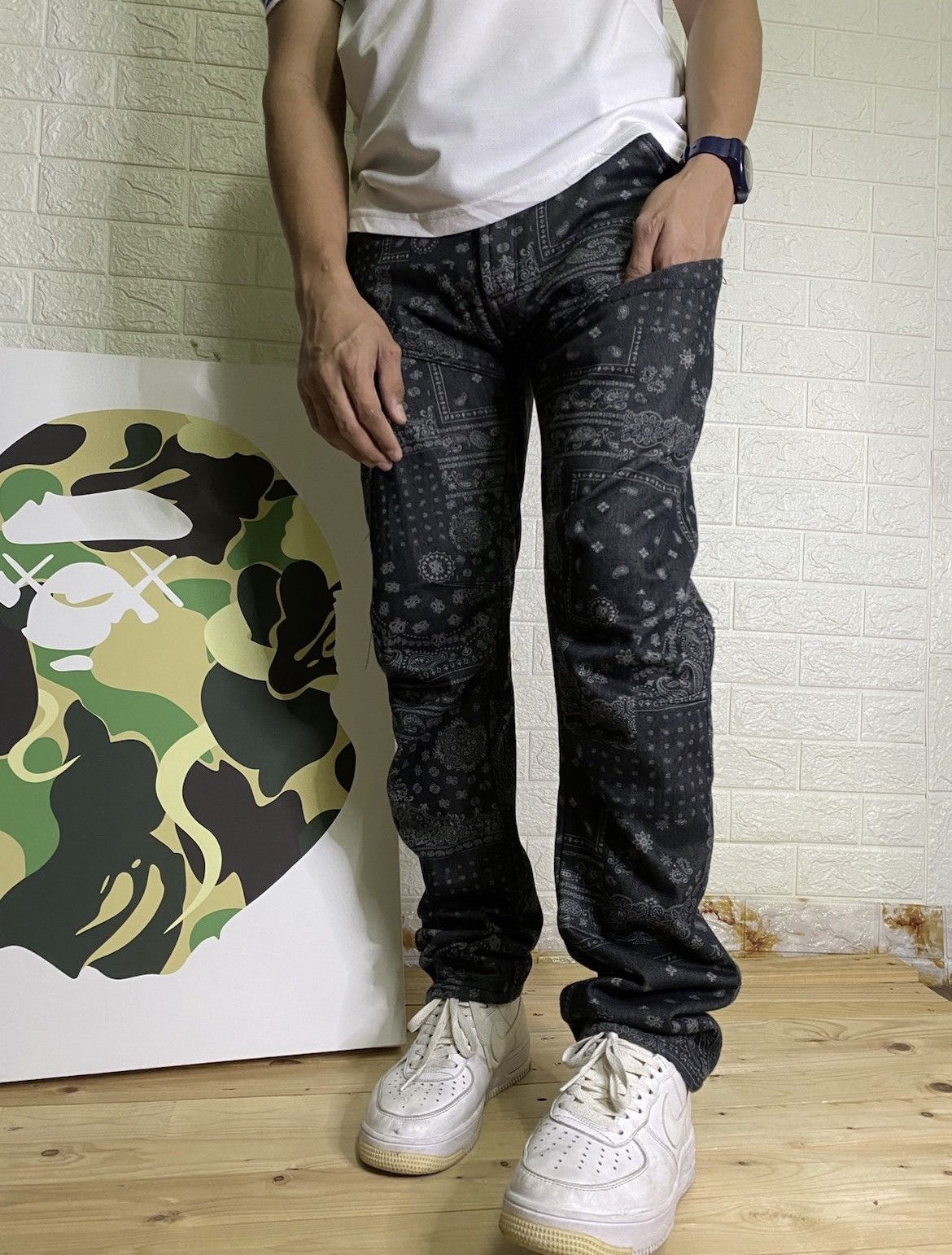 Japanese Brand 🔥FIELDCORE BANDANA SKINNY CARGO LIKE KAPITAL BORO paisley Size US 28 / EU 44 - 14 Thumbnail