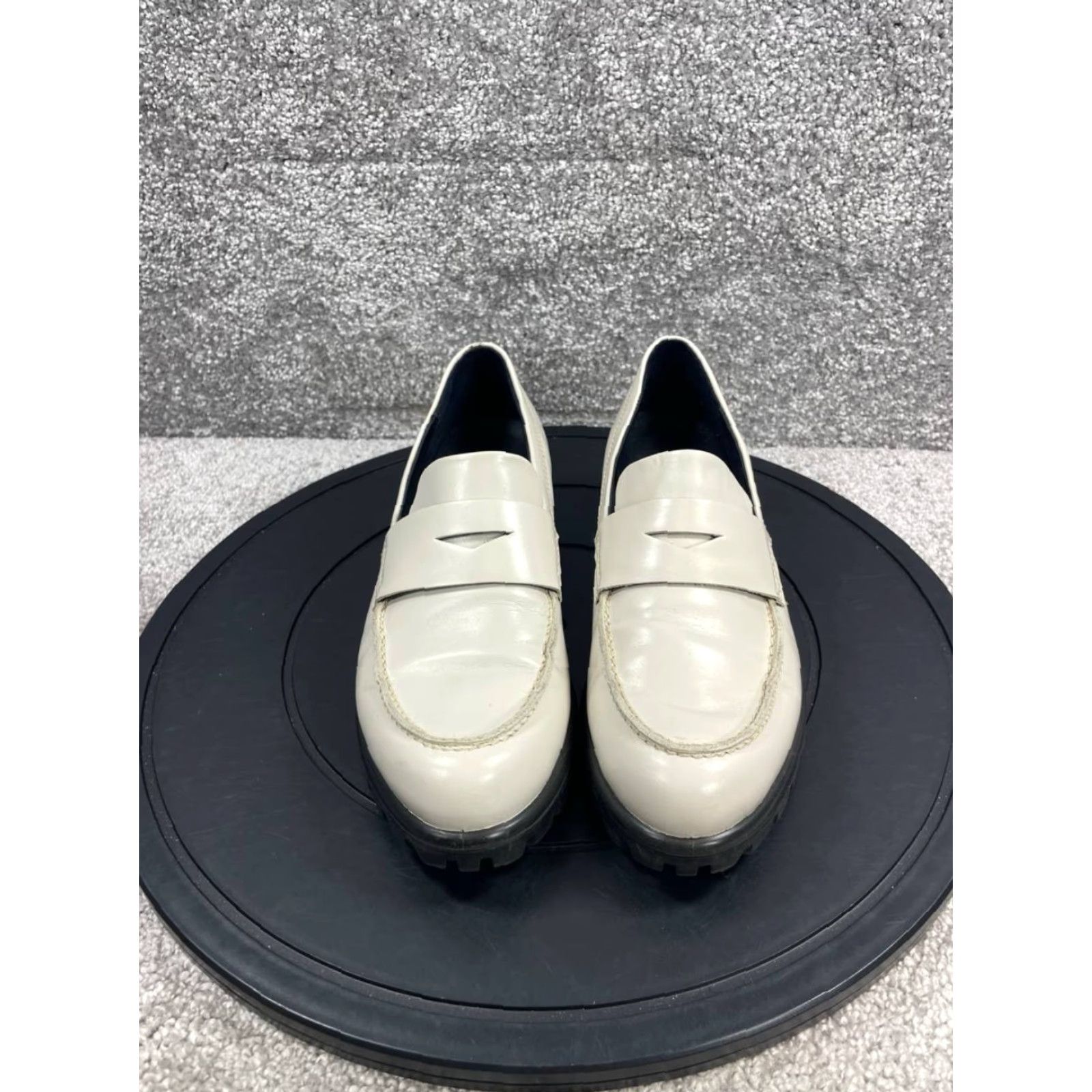 Ecco VINTAGE ECCO Women's Loafer Flats Slip On Size 6-6.5 Beige Leather Casual Platform Size US 6.5 / IT 36.5 - 4 Thumbnail