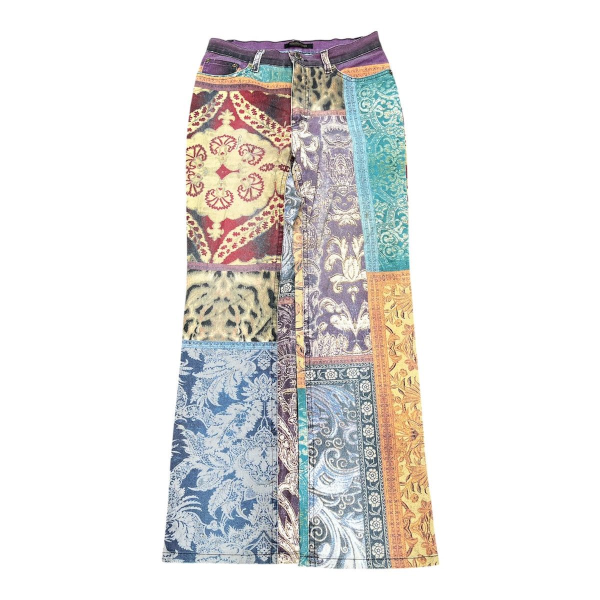 SS02 roberto cavalli abstract patchwork jeans