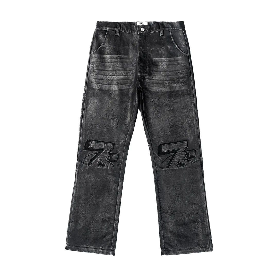 TRIPLE SEVENS Black Leather PU Pants Size US 32 / EU 48 - 1 Thumbnail