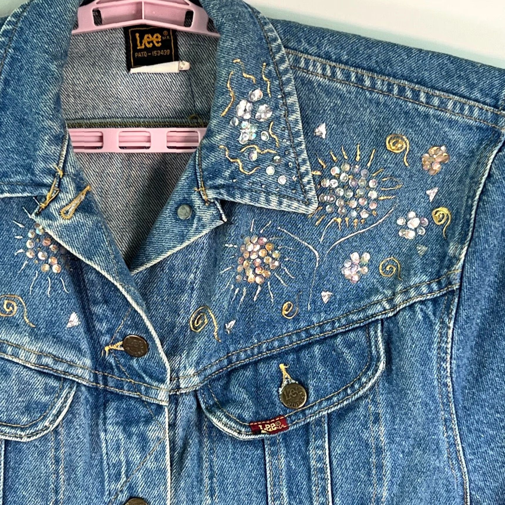 Lee Lee Denim Floral Embroidered Jacket Womens Size M Blue Size M / US 6-8 / IT 42-44 - 4 Thumbnail