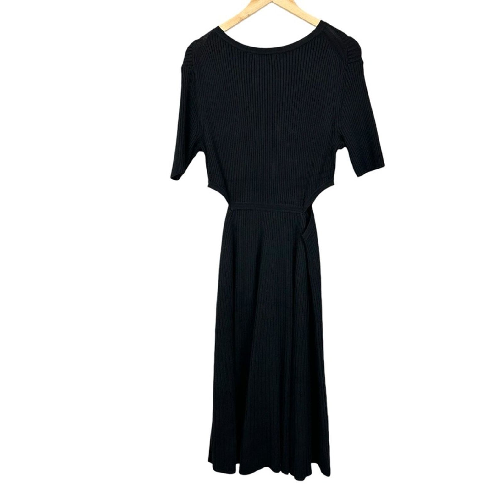 Boden NEW Boden Cutout Knitted Ribbed Midi Black Sweater Dress Size XL / US 12-14 / IT 48-50 - 11 Thumbnail