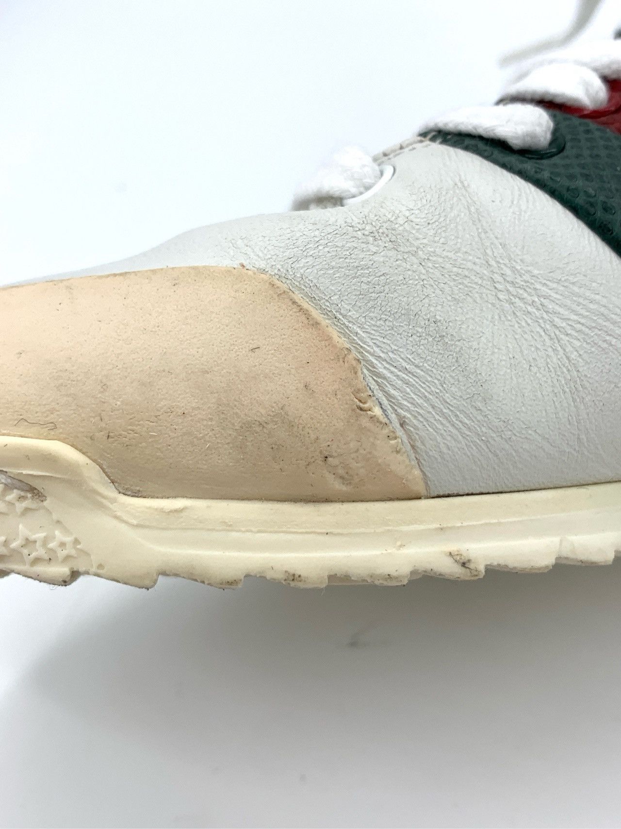 Gucci Gucci Red Green And White Leather Lace-Up High-Top Sneakers Size US 6 / IT 36 - 9 Thumbnail