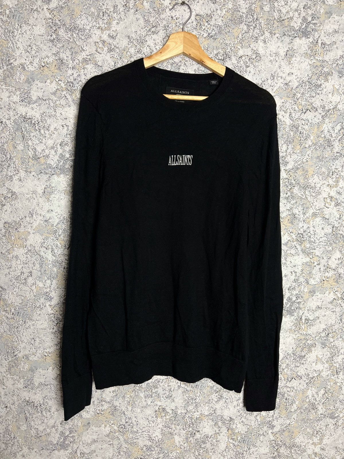 Allsaints Allsaints Sweater Black Chest Logo Merino Wool Jumper Size M Size US M / EU 48-50 / 2 - 1 Thumbnail