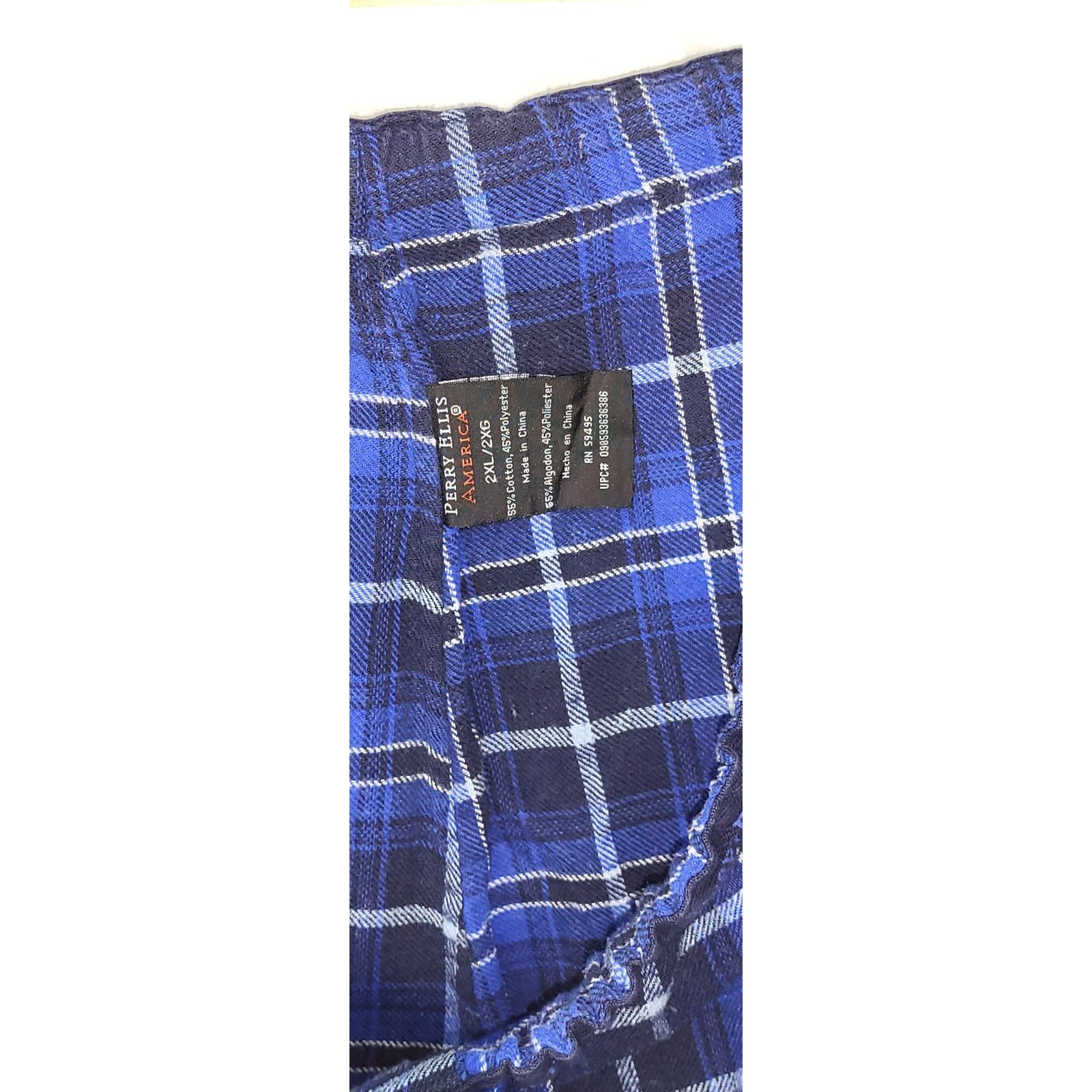 Perry Ellis Perry Ellis Cotton Blue Plaid Lounge Sleep Pants Size XXL Size US 42 / EU 58 - 4 Thumbnail