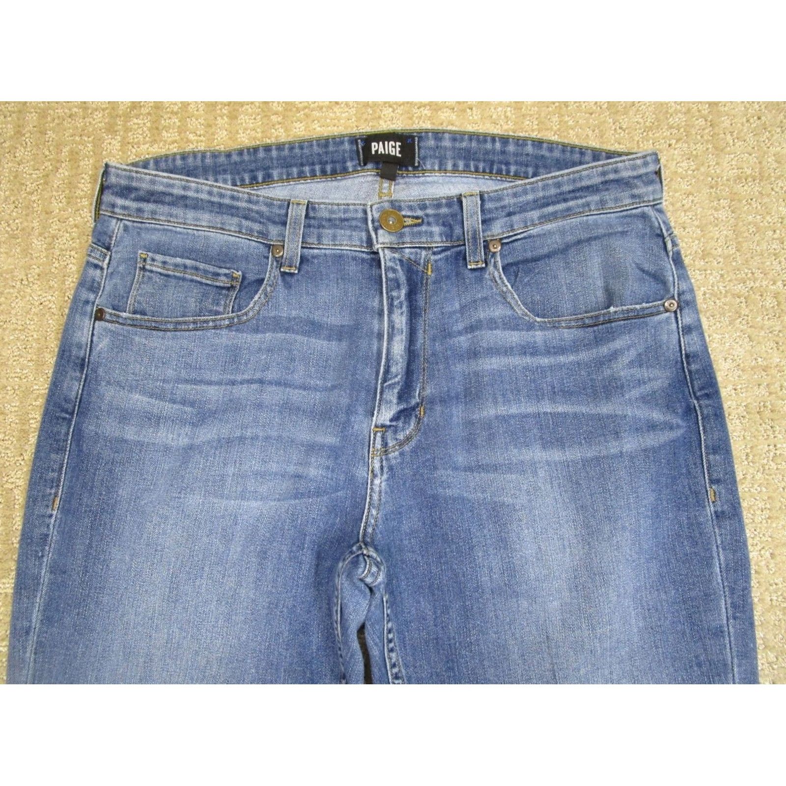 Paige Paige Federal Jeans Men 33 Blue Straight Slim Denim Light Wash 5-Pocket Logo 34 Inseam Regular Size Type: Jeans Size US 33 - 2 Thumbnail