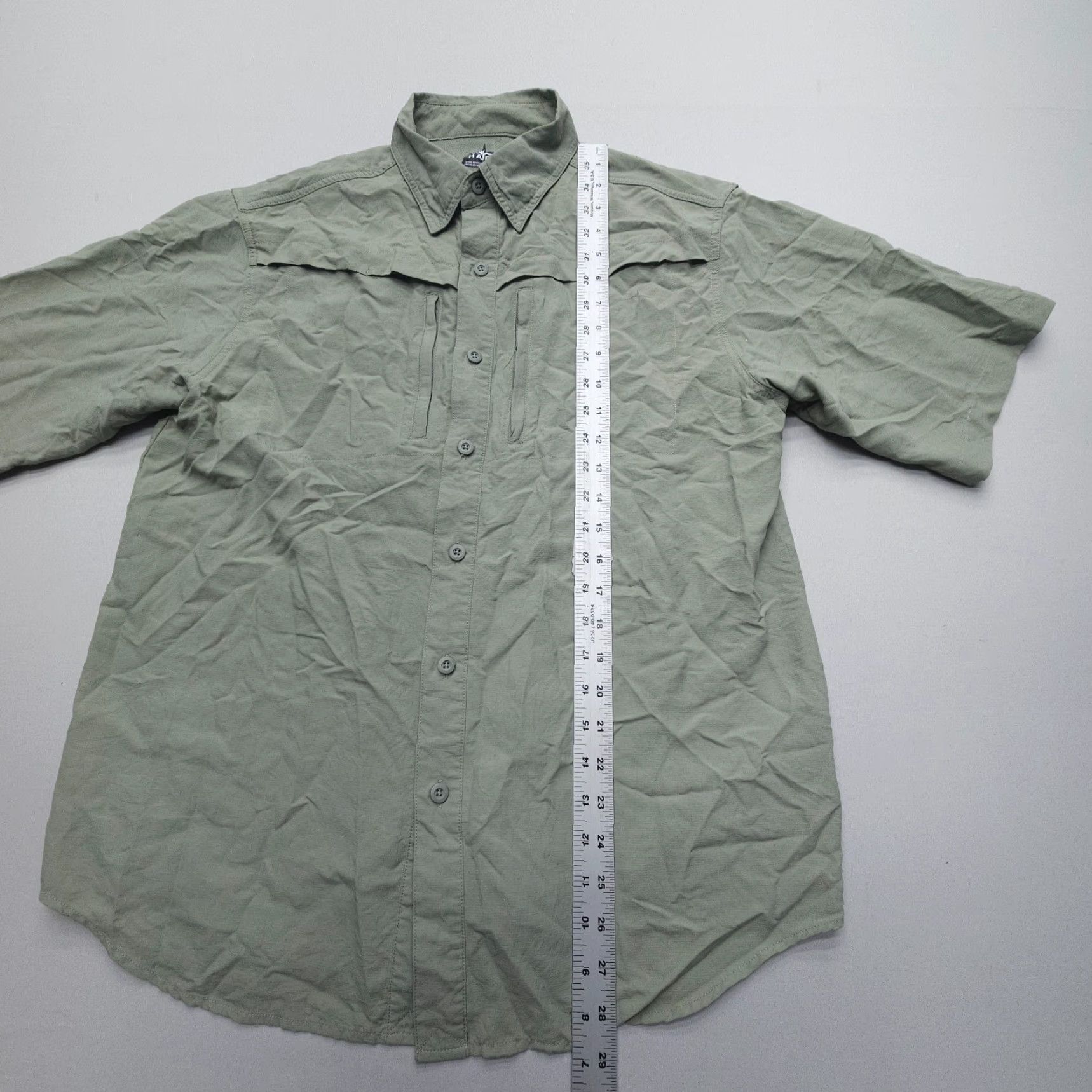 Habitat Habit Men’s Short Sleeve Shirt M Medium Green Nylon Microfiber UPF30 Outdoor Hiking Fishing Logo Button-Collar Size US M / EU 48-50 / 2 - 5 Thumbnail