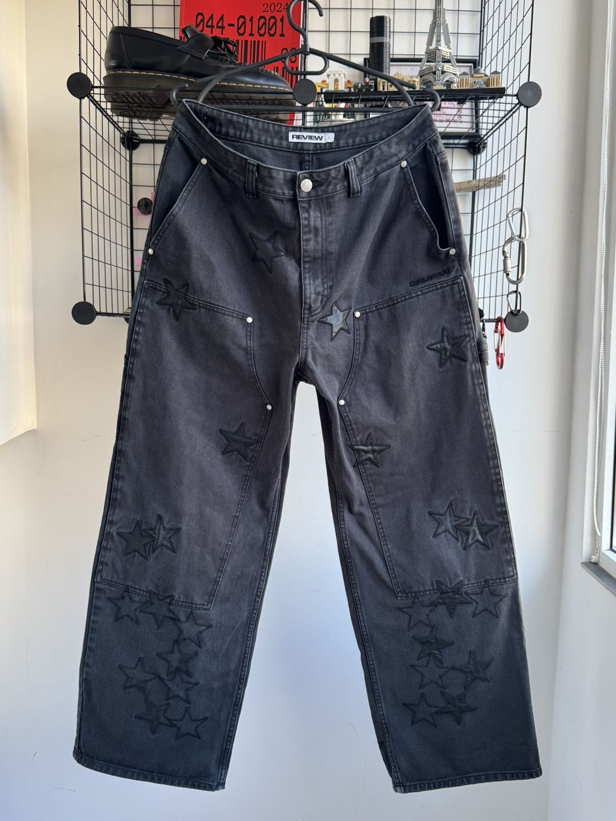 Review Baggy Double Knees Chrome Hearts Style Star Pants