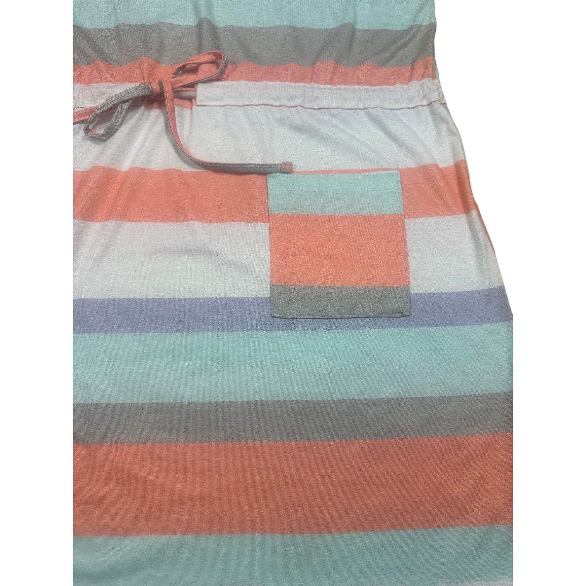 Shein SHEIN Colorful Striped Cotton Dress – V-Neck, Short Sleeve, Size XL / US 12-14 / IT 48-50 - 4 Thumbnail