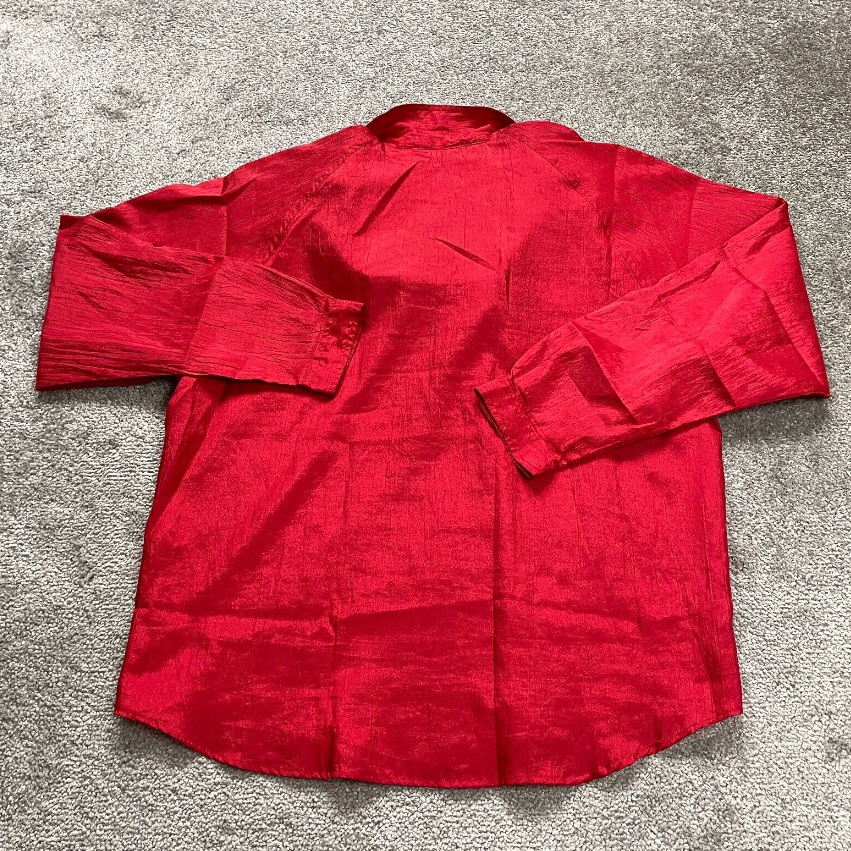 Diane von Furstenberg Diane von Furstenberg Button Down Blouse Womens 16 Red Long Sleeve Lightweight Size XXL / US 16-18 / IT 52-54 - 2 Thumbnail