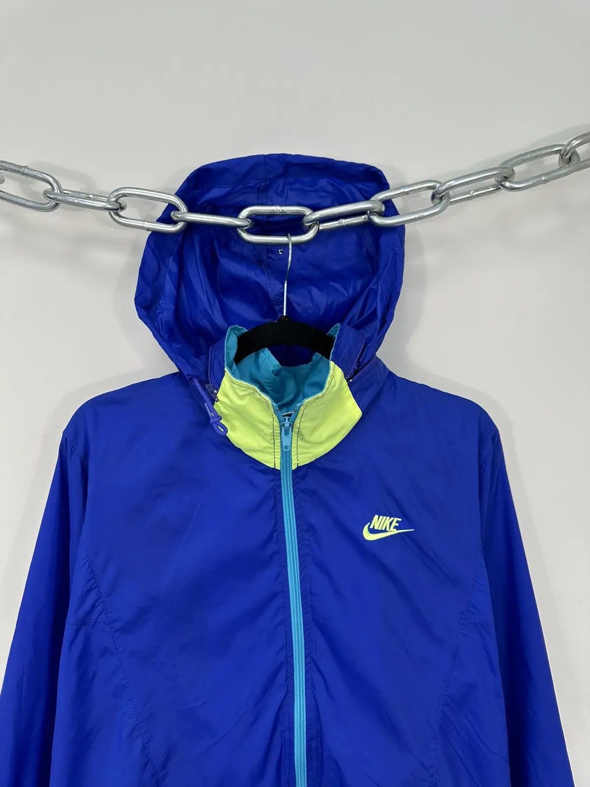 Nike × Vintage Vintage 90s Nike Y2K Blue Retro Hype Hooded Nylon Jacket Size US L / EU 52-54 / 3 - 2 Thumbnail