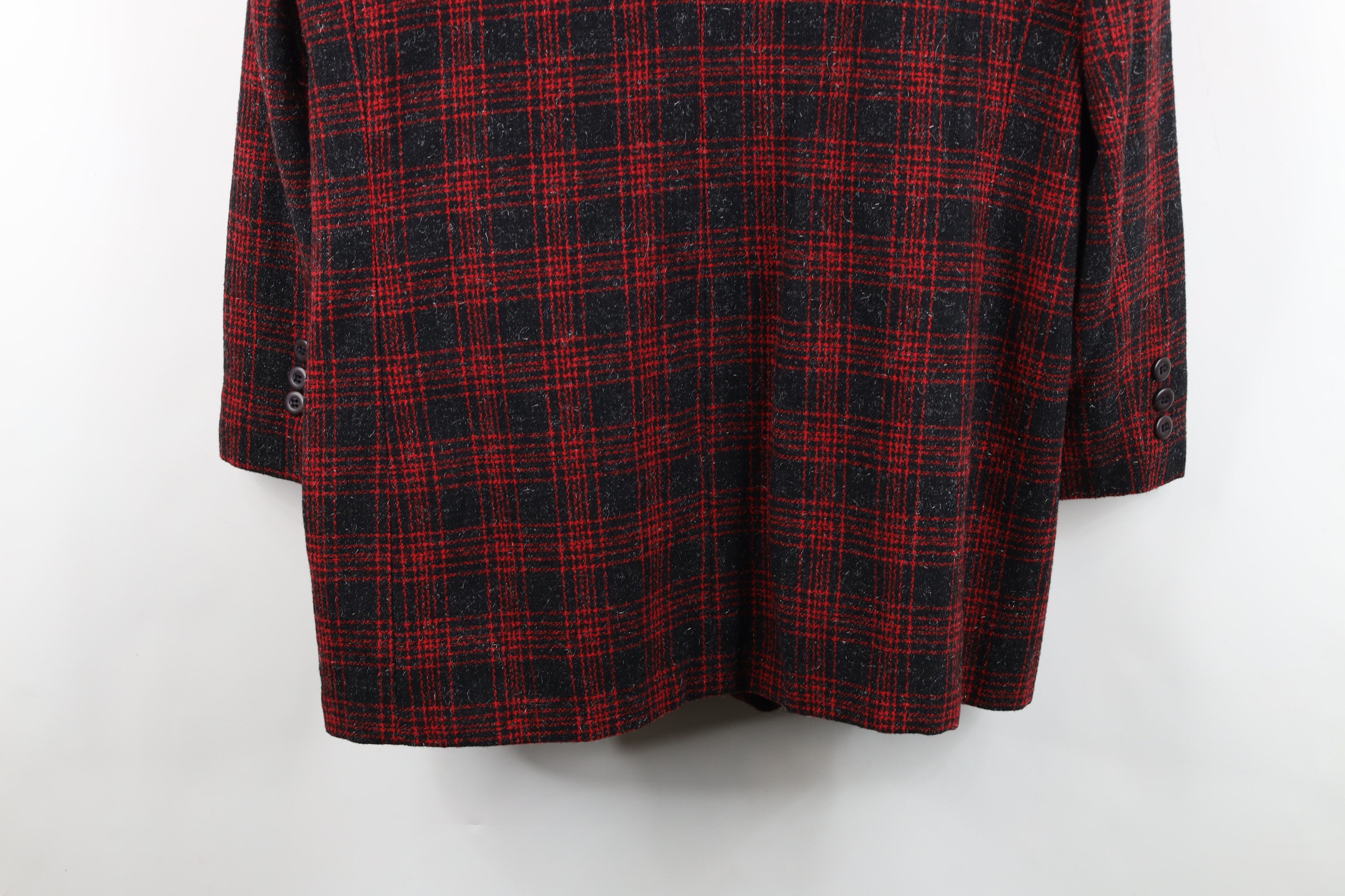 Vintage Vintage 90s Wool Tweed Suit Coat Blazer Jacket Red Plaid Size XXL / US 16-18 / IT 52-54 - 14 Thumbnail