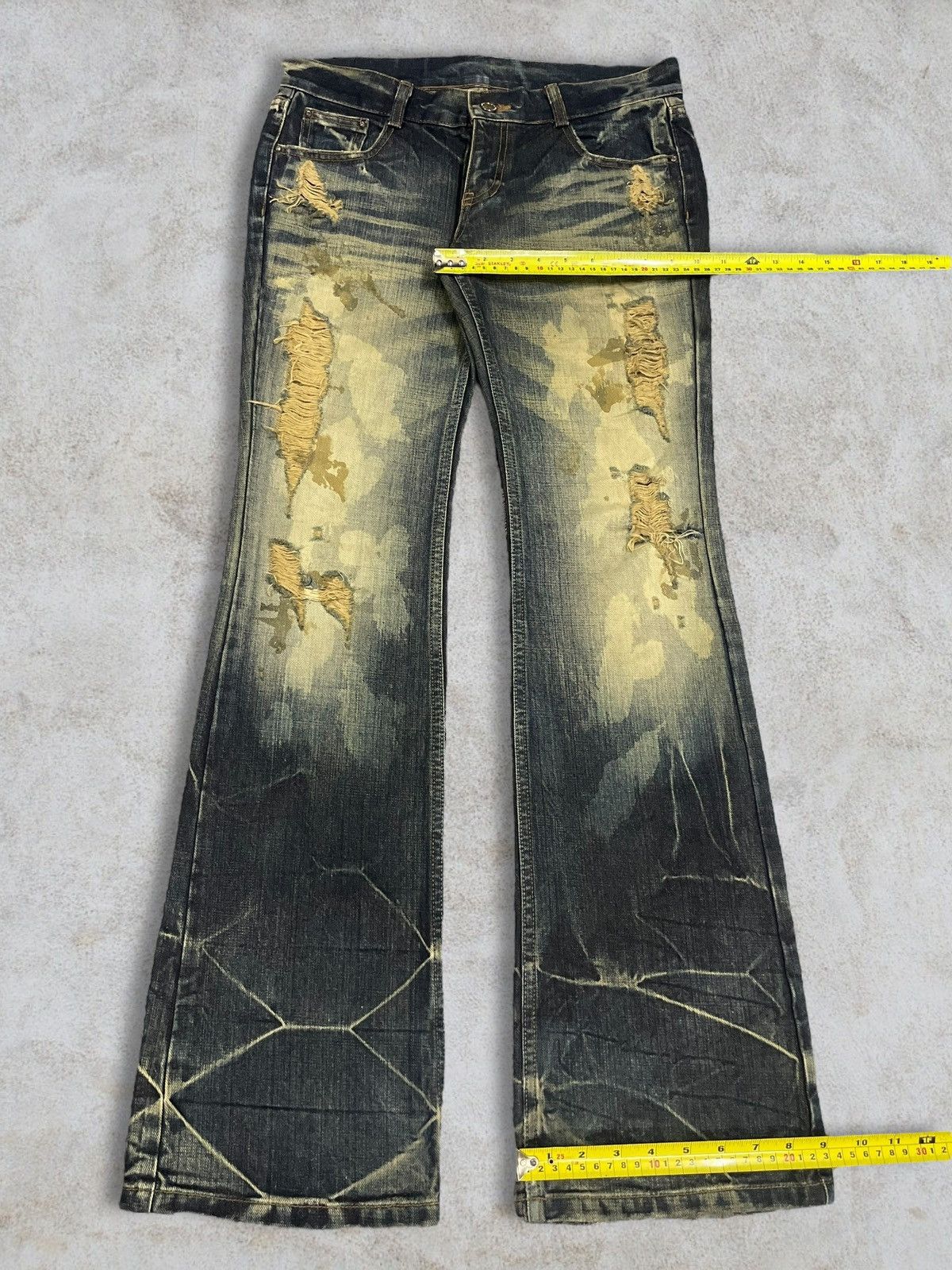 GOSTAR DE FUGA Japanese Goth Acid Wash Distressed Avant-Garde Flare Denim Size 32" / US 10 / IT 46 - 18 Thumbnail