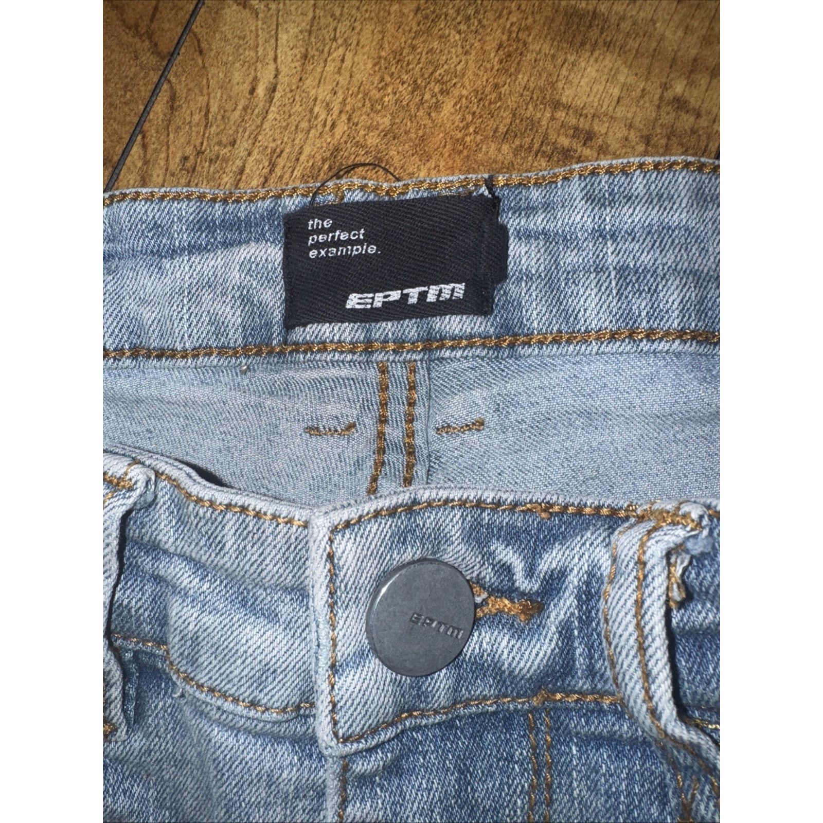EPTM. EPTM Flared Denim Streetwear Embroidered Y2K Distressed Blue Size US 30 / EU 46 - 5 Thumbnail