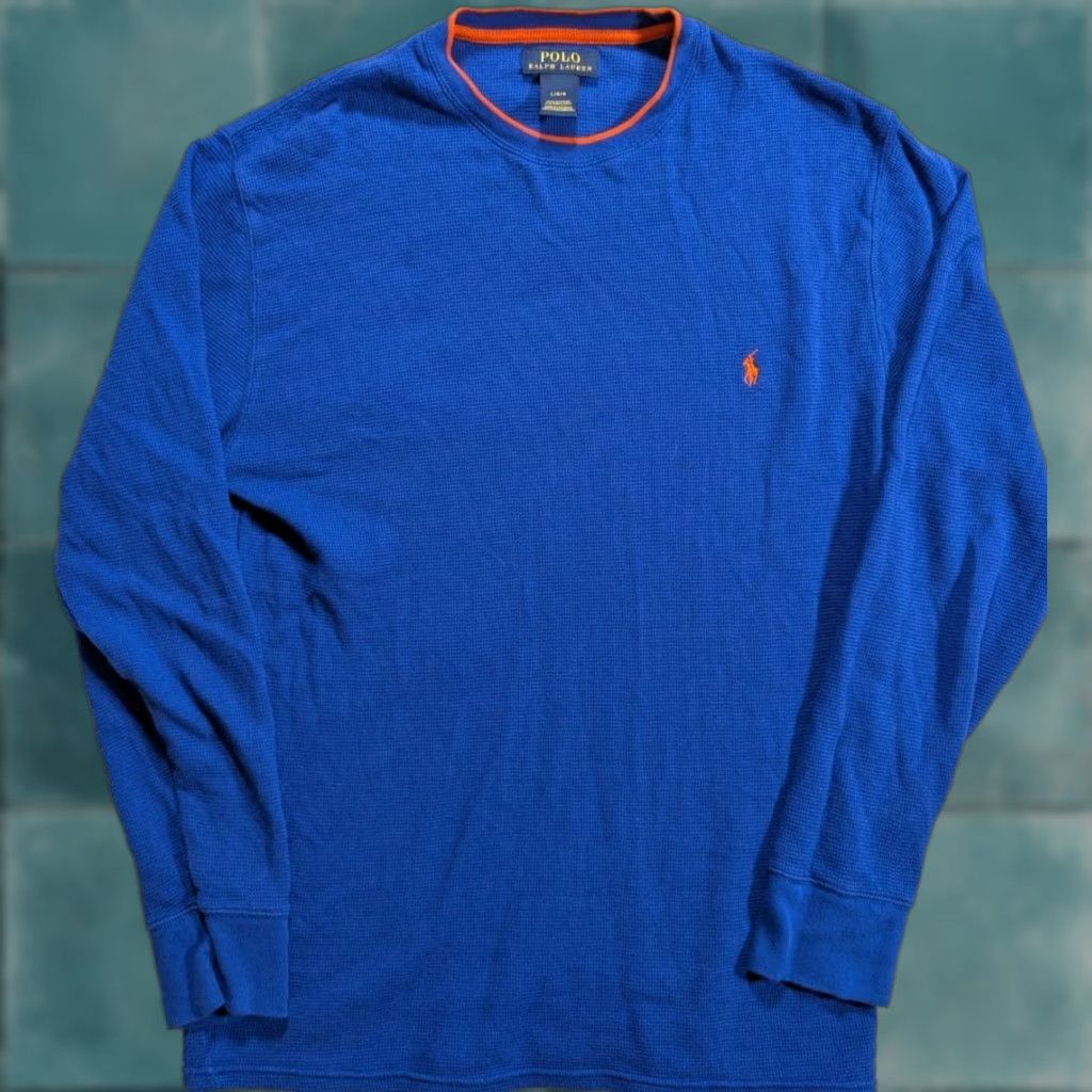 Polo Ralph Lauren Polo Ralph Lauren LS Crew Neck Blue Orange Waffle Knit Thermal Men's Large EUC Shirt Long Sleeve Embroidered Logo Classic Designer Polo Ralph Lauren Size US L / EU 52-54 / 3 - 1 Thumbnail