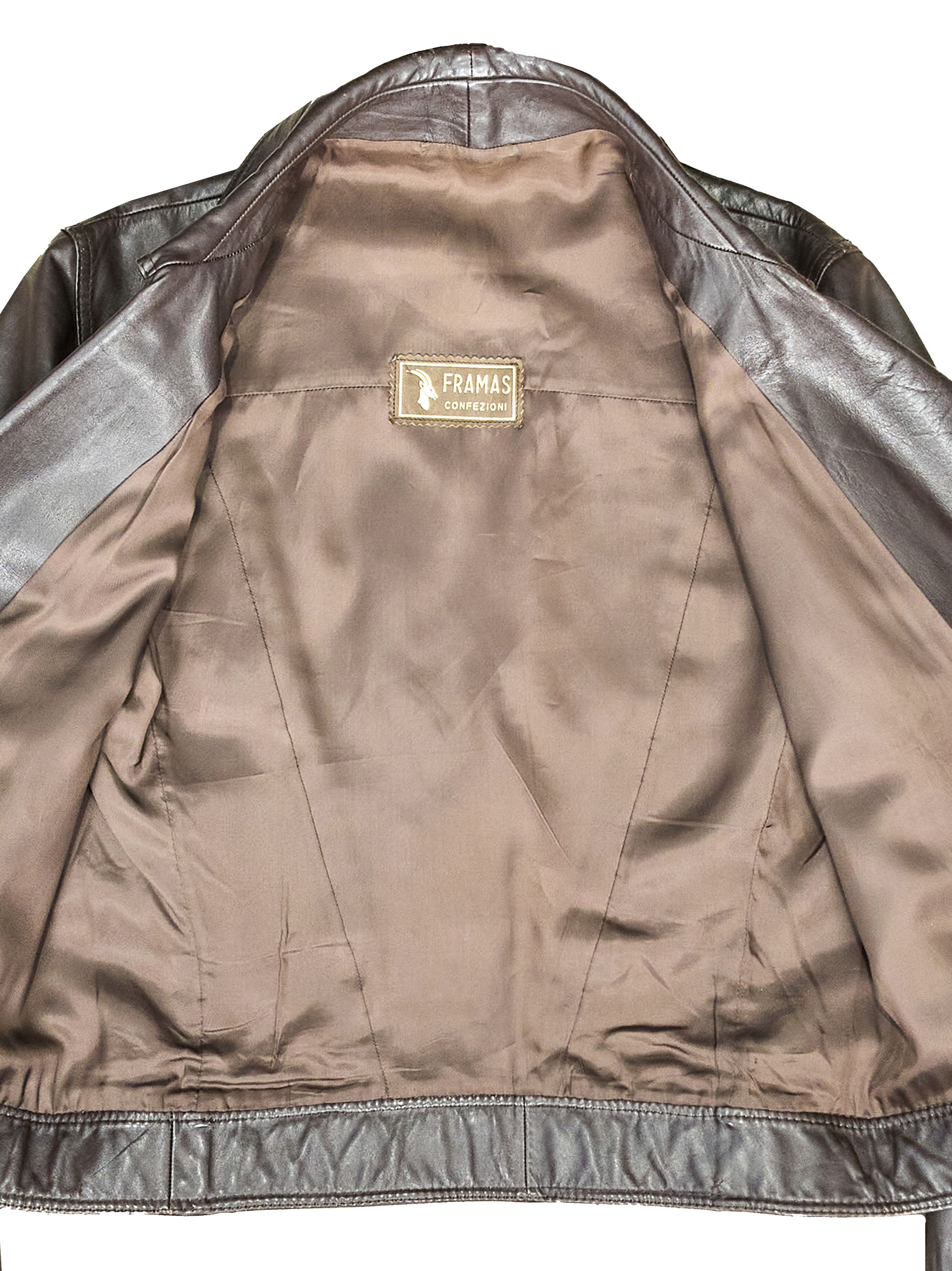 Other Vintage 90s Italian brown leather biker jacket Size US S / EU 44-46 / 1 - 12 Thumbnail