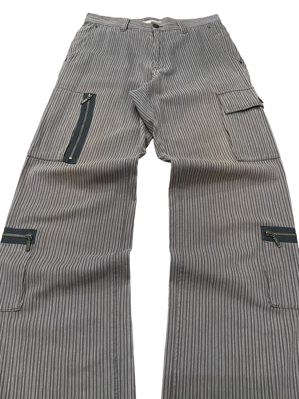 Japanese Brand Icca Japan Herringbone Striped MultiPocket Loose Cargo Pants Size US 31 - 10 Thumbnail