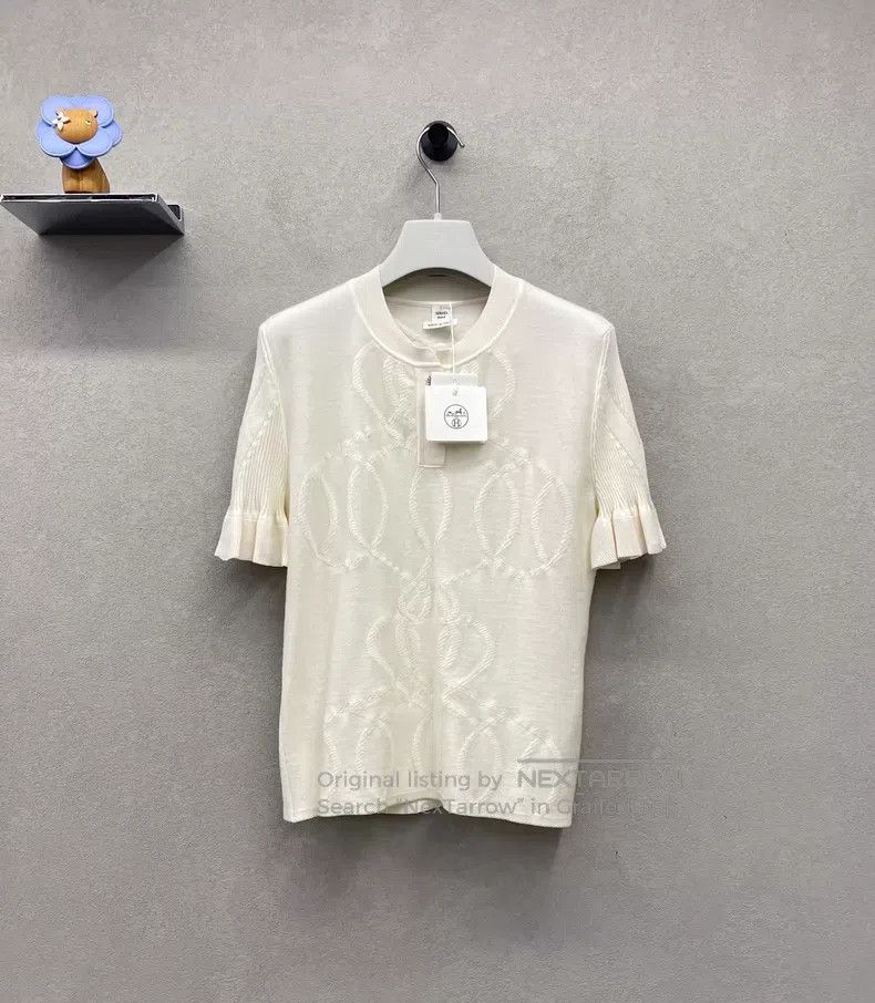 Hermes Hermes Short Sleeve Sweater with Ruffled Sleeves Size S / US 4 / IT 40 - 1 Thumbnail