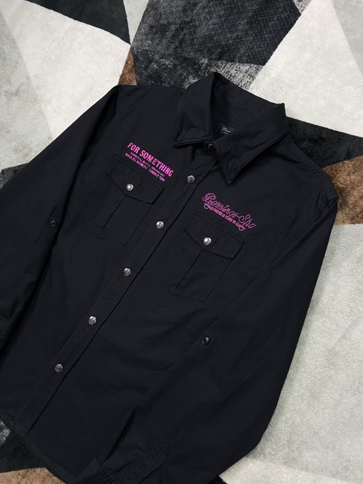 BERNINGS SHO Bernings Sho Rhinestone Skull Shirt Wired Collar Japan Rock Size L / US 10 / IT 46 - 6 Thumbnail