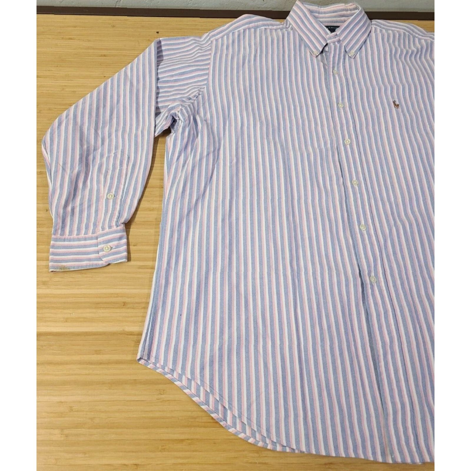 Polo Ralph Lauren Polo Ralph Lauren Shirt Men L Blue Pink Striped Long Sleeve Button-Down Collared Knit Cotton Button-Up Embroidered Logo casual Business Travel Size US L / EU 52-54 / 3 - 3 Thumbnail