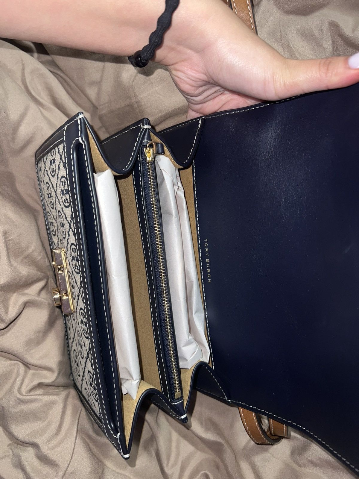 Tory Burch Small Denim Monogrammed Shoulder Bag Size ONE SIZE - 3 Thumbnail