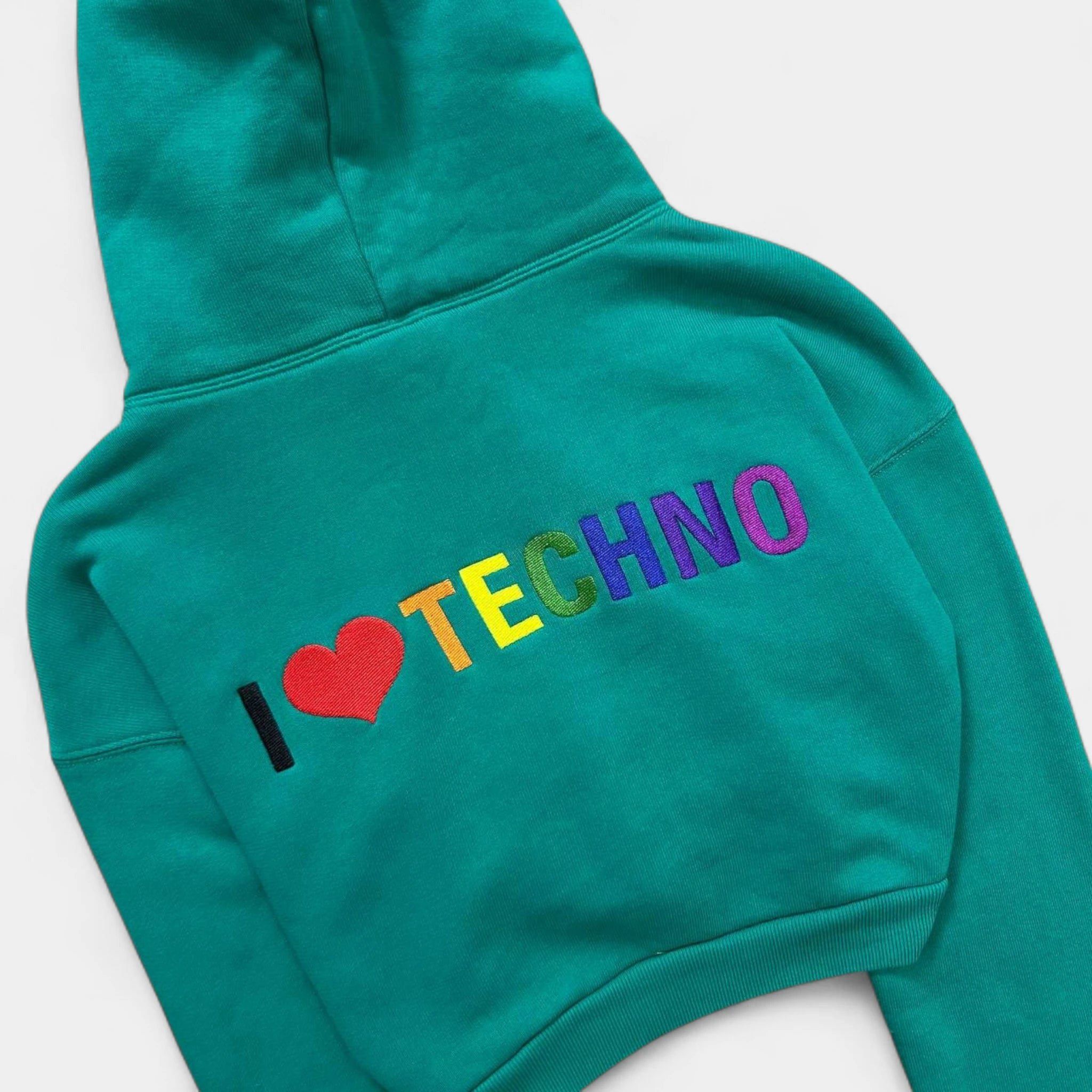 Balenciaga Balenciaga 2018 Cropped "I Love Techno" Green Zip Hoodie Size XS / US 0-2 / IT 36-38 - 3 Thumbnail
