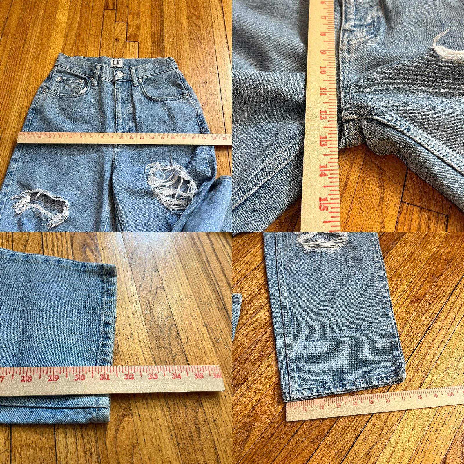 Bdg BDG Urban Outfitters Jeans Womens 27 High Rise Baggy Distressed Thrashed Denim Womens Jeans 27 Blue Size 27" / US 4 / IT 40 - 8 Thumbnail
