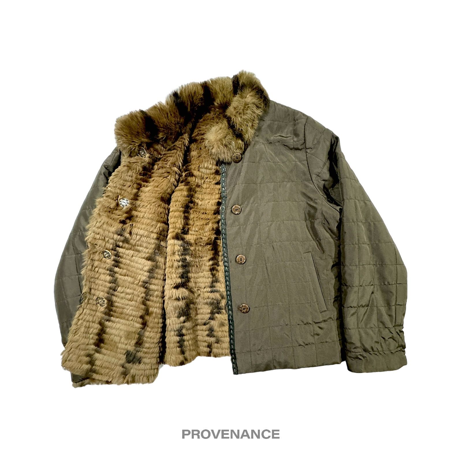 Balmain 🔴 Balmain Reversible Rabbit Fur Jacket - Olive/Brown M W12 Size M / US 6-8 / IT 42-44 - 4 Thumbnail