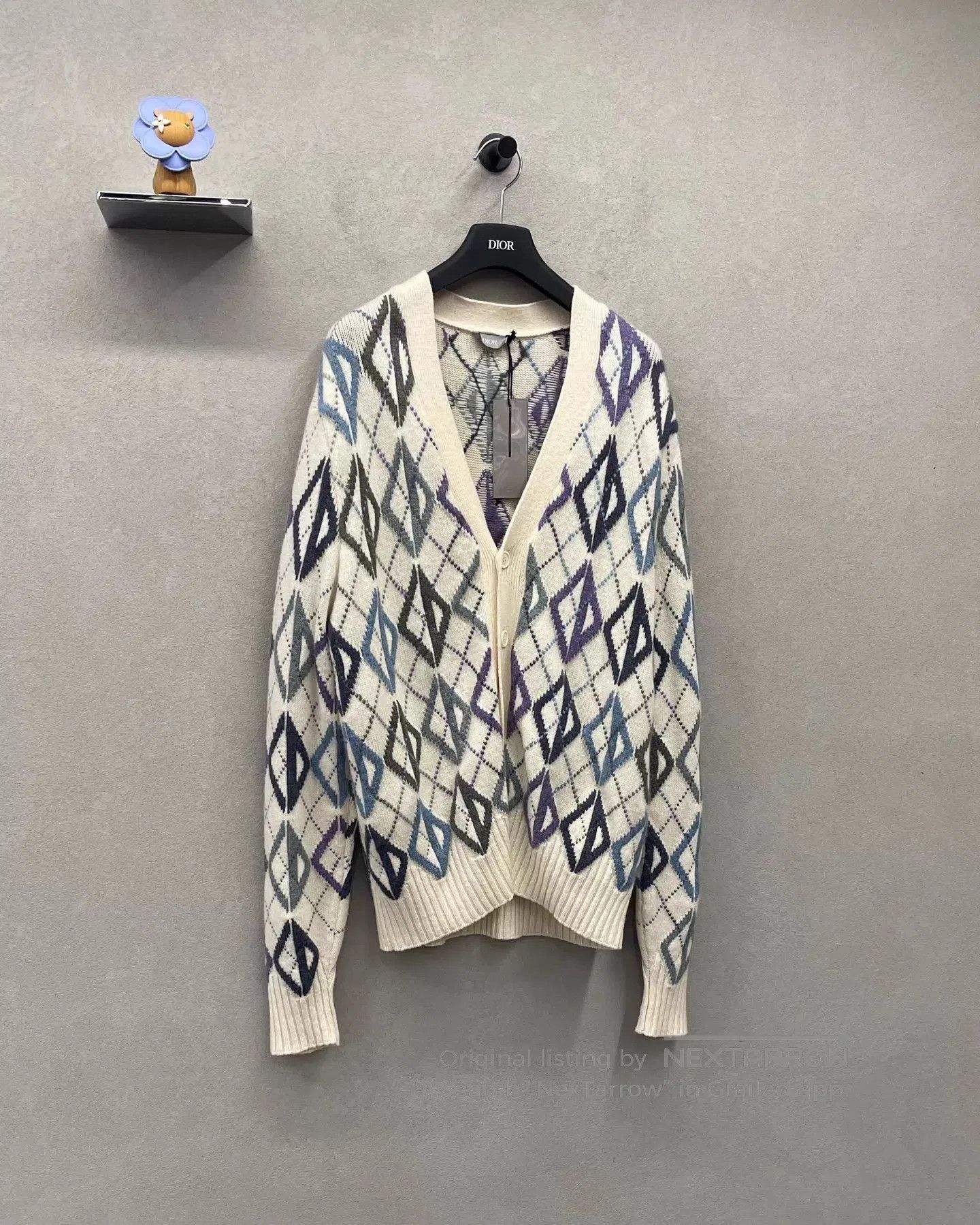 Dior Multi Diamond Pattern V-Neck Cardigan - Size M. Size US M / EU 48-50 / 2 - 3 Thumbnail