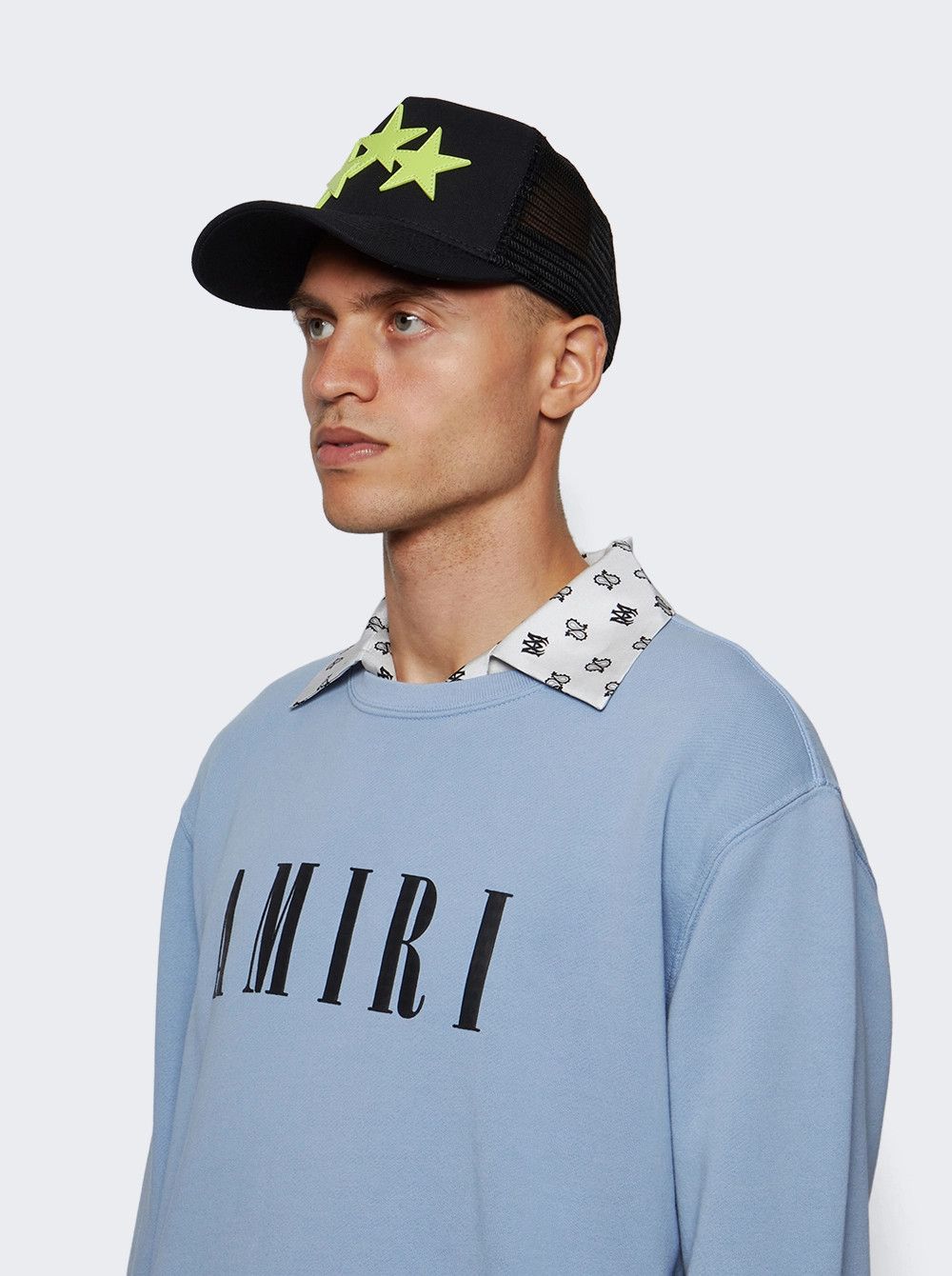 Amiri o1mle0925 Size: OS Three Star Trucker Hat/Cap Black/Lime Size ONE SIZE - 5 Thumbnail
