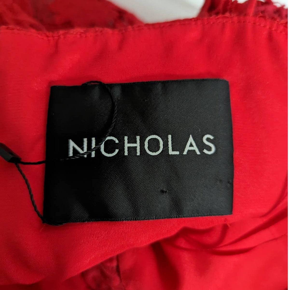 NICHOLAS NICHOLAS Rouleau Red Lace Sleeveless V-Neck Midi Dress 6 Size M / US 6-8 / IT 42-44 - 4 Thumbnail