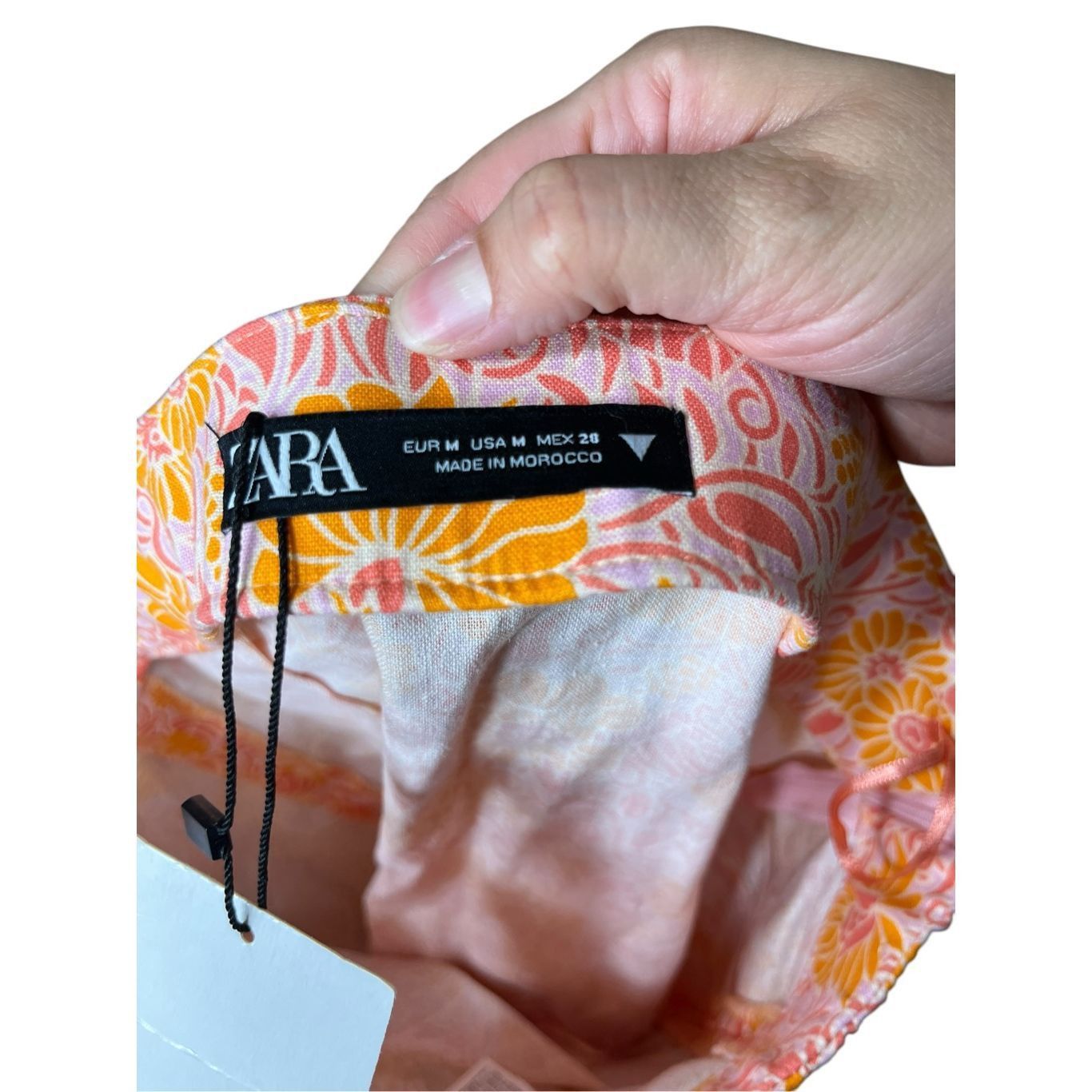 Zara Zara - Linen Blend Floral Mini Skirt Orange / Pink Womens sz Size 30" / US 8 / IT 44 - 5 Thumbnail