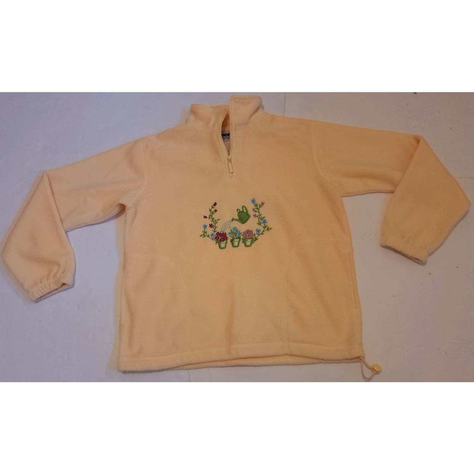 Northern Reflections VINTAGE Northern Reflections Fleece Pullover 1/4 Zip Shirt Women Spring M Yellow Floral 24in Pit to Pit Size M / US 6-8 / IT 42-44 - 2 Thumbnail