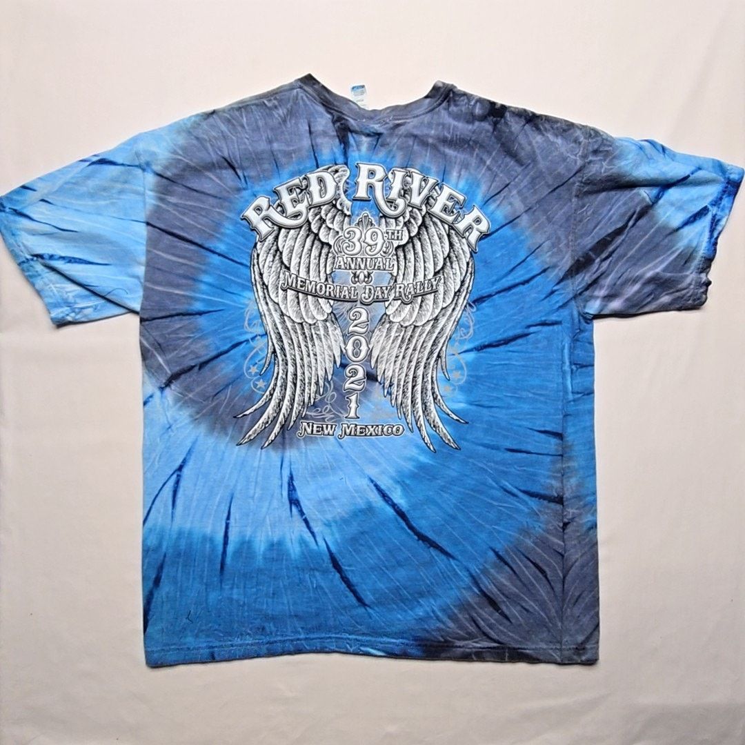 Other Red River Memorial Day Rally Tie Dye Blue XL Biker Shirt Size US XL / EU 56 / 4 - 1 Thumbnail