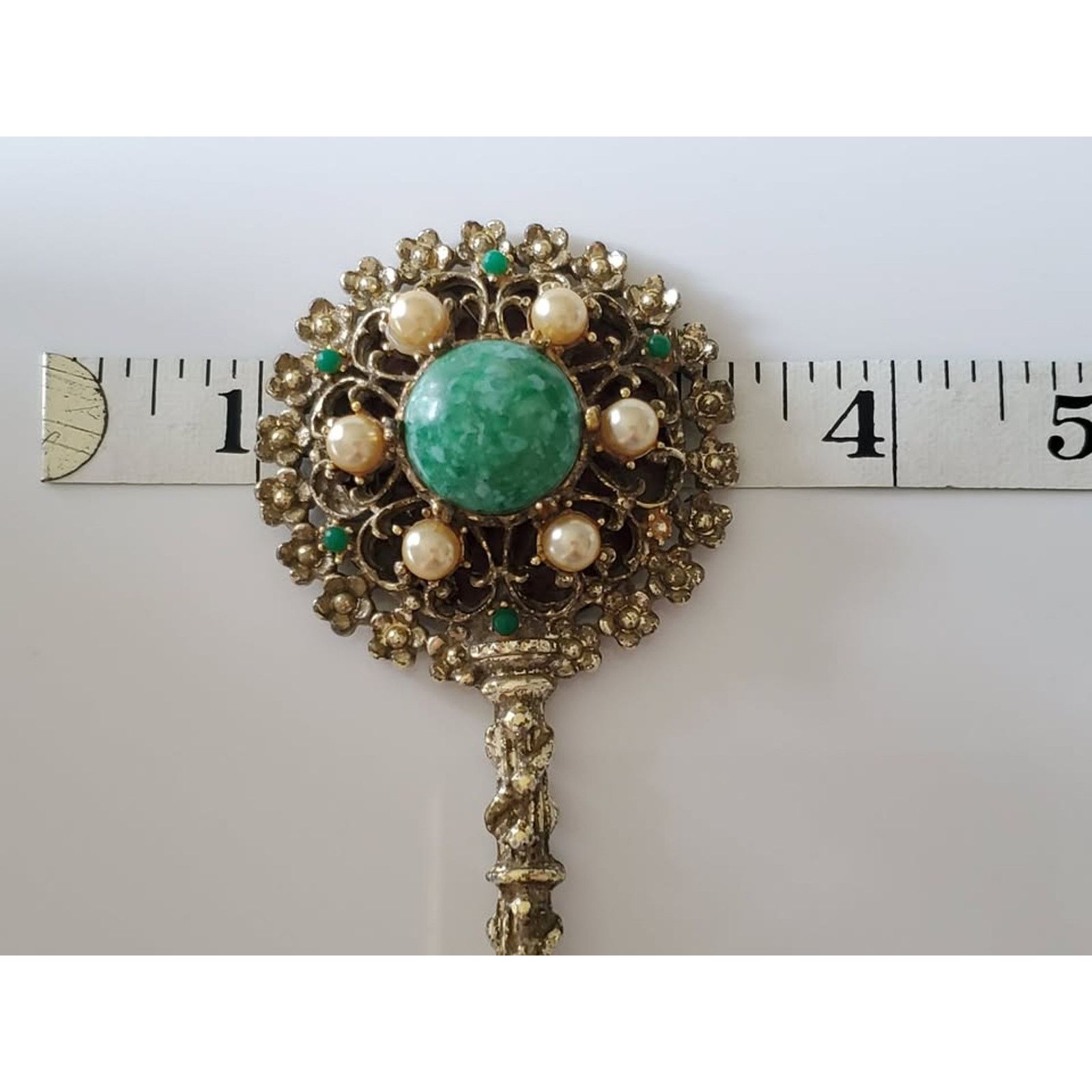 Other Vintage Sam Fink SF Ornate Mini Hand Mirror Faux Size ONE SIZE - 6 Thumbnail