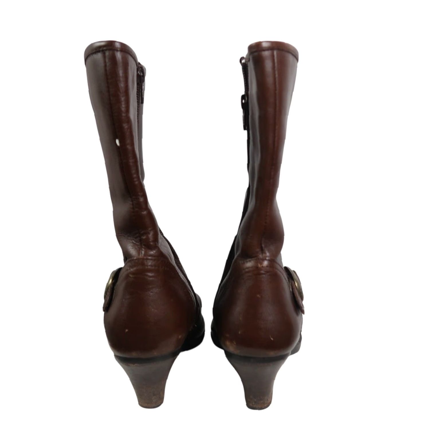 Born Born Brown Leather Boots Mid Calf Zip Closure 7.5 Women Heel 2.75" Bootie Casual Fall Spring Size 7.5 Brown Leather Mid Calf Boots Size US 8 / IT 38 - 5 Thumbnail