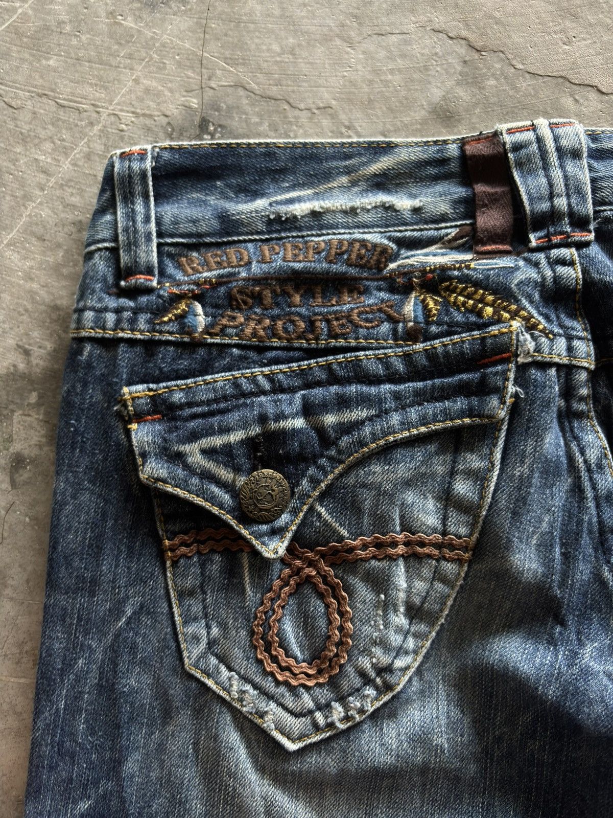 If Six Was Nine RED PEPPER super flare japanese denim washed low rise punk Size US 30 / EU 46 - 17 Thumbnail