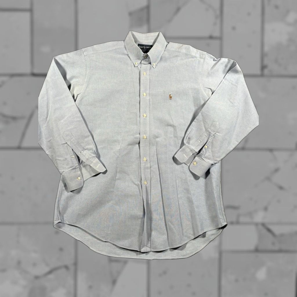 VINTAGE Polo Ralph Lauren Button Down Shirt Mens XL Blue Relaxed Fit 90s Mens
