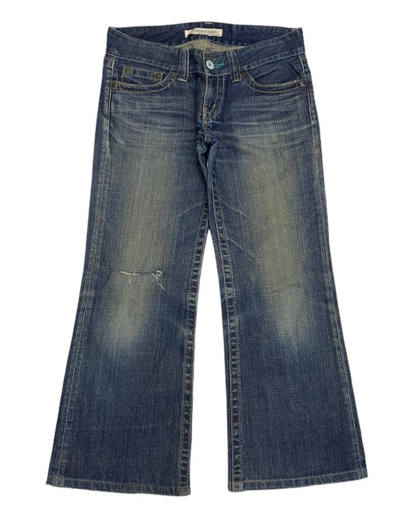 VINTAGE UNIQLO JAPAN FLARE BOYFRIEND DISTRESSED DENIM JEANS