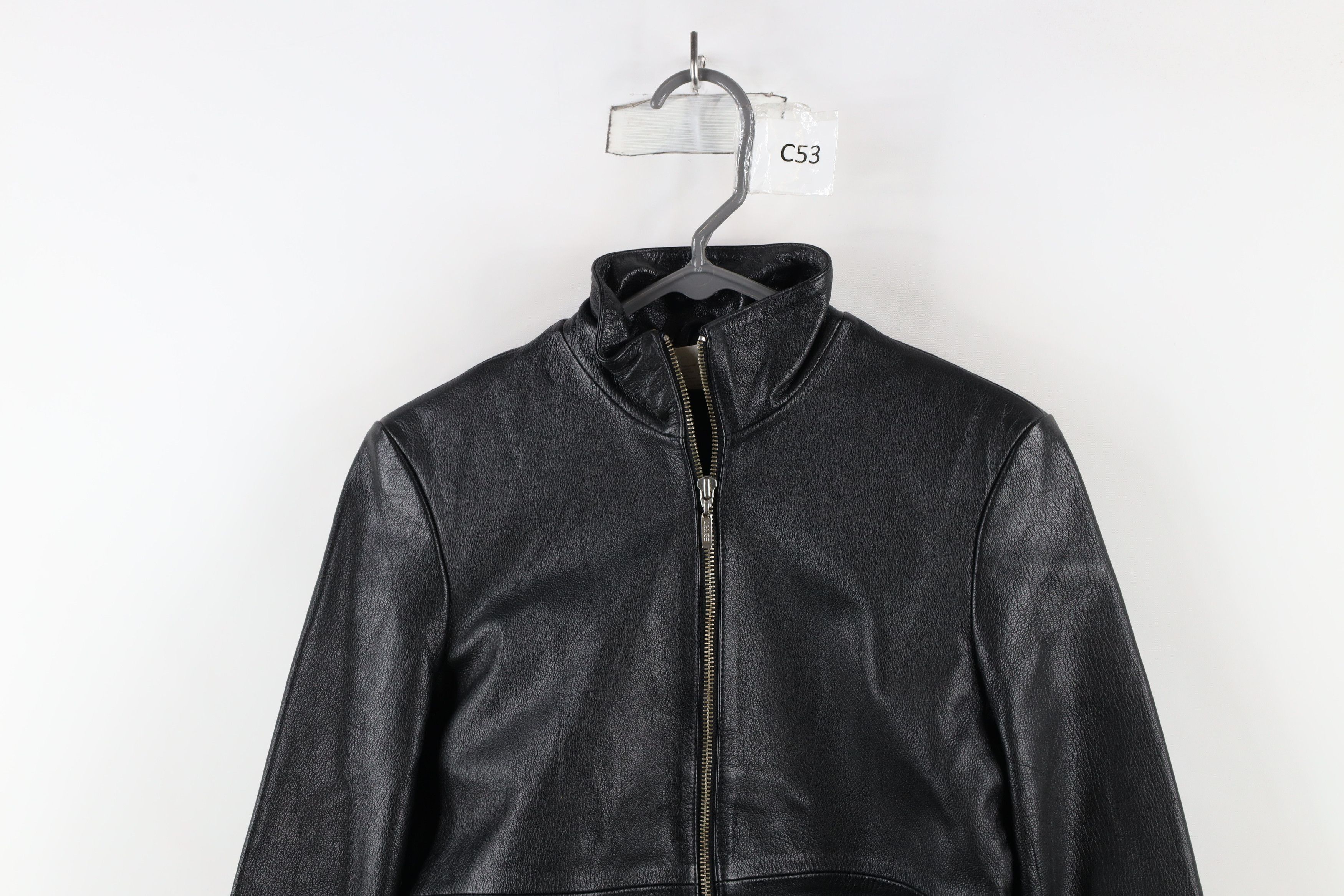 Esprit × Vintage Vintage 90s Esprit Cropped Leather Cafe Racer Bomber Jacket Size XS / US 0-2 / IT 36-38 - 2 Thumbnail