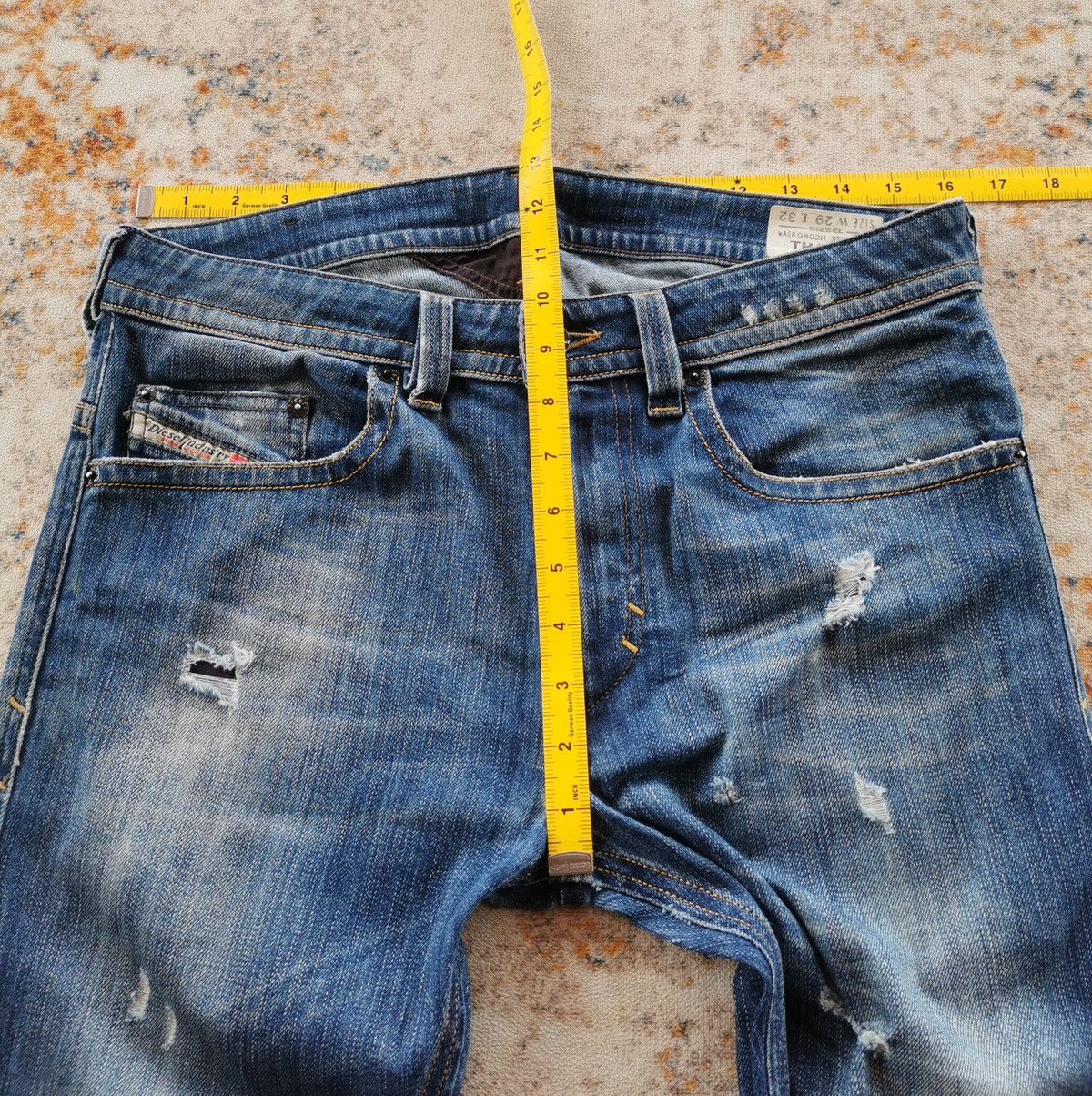 14th Addiction × Diesel × If Six Was Nine Diesel Thavar Slim Stretch Distressed Denim Jeans Size US 32 / EU 48 - 6 Thumbnail