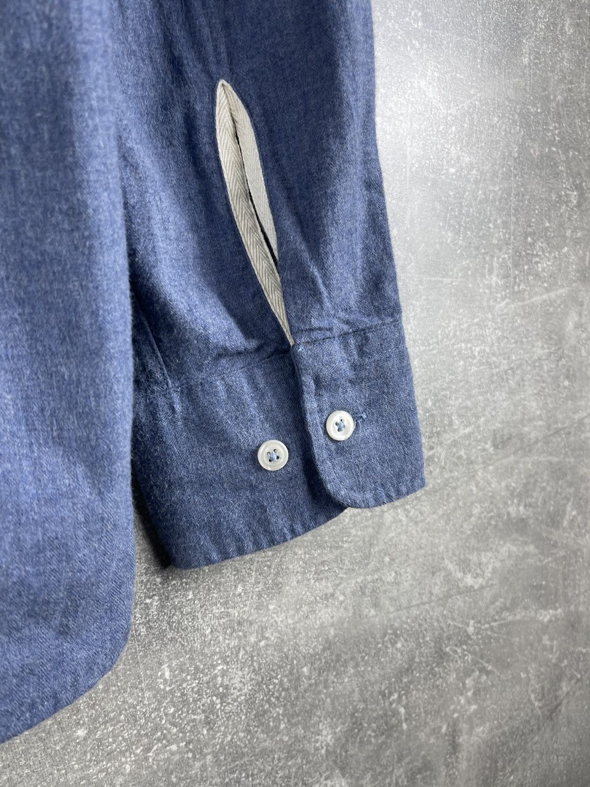 Universal Works Universal Works Button-Down Brushed Herringbone Shirt Blue Size US M / EU 48-50 / 2 - 11 Thumbnail