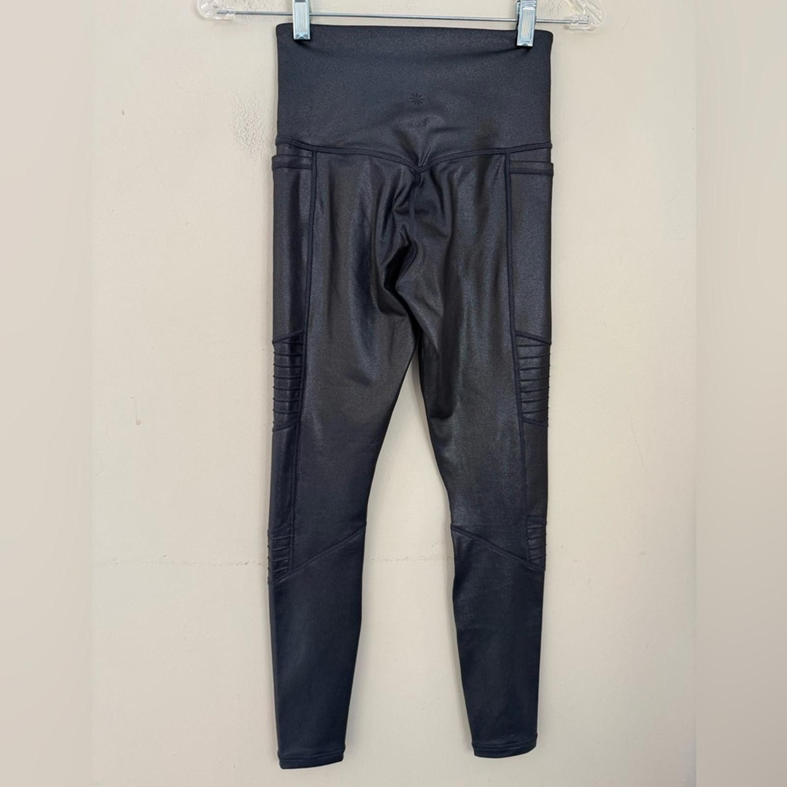 Other Athleta Inclination Moto Tight black shimmery leggings XXS Size 25" / US 0 / IT 36 - 2 Thumbnail