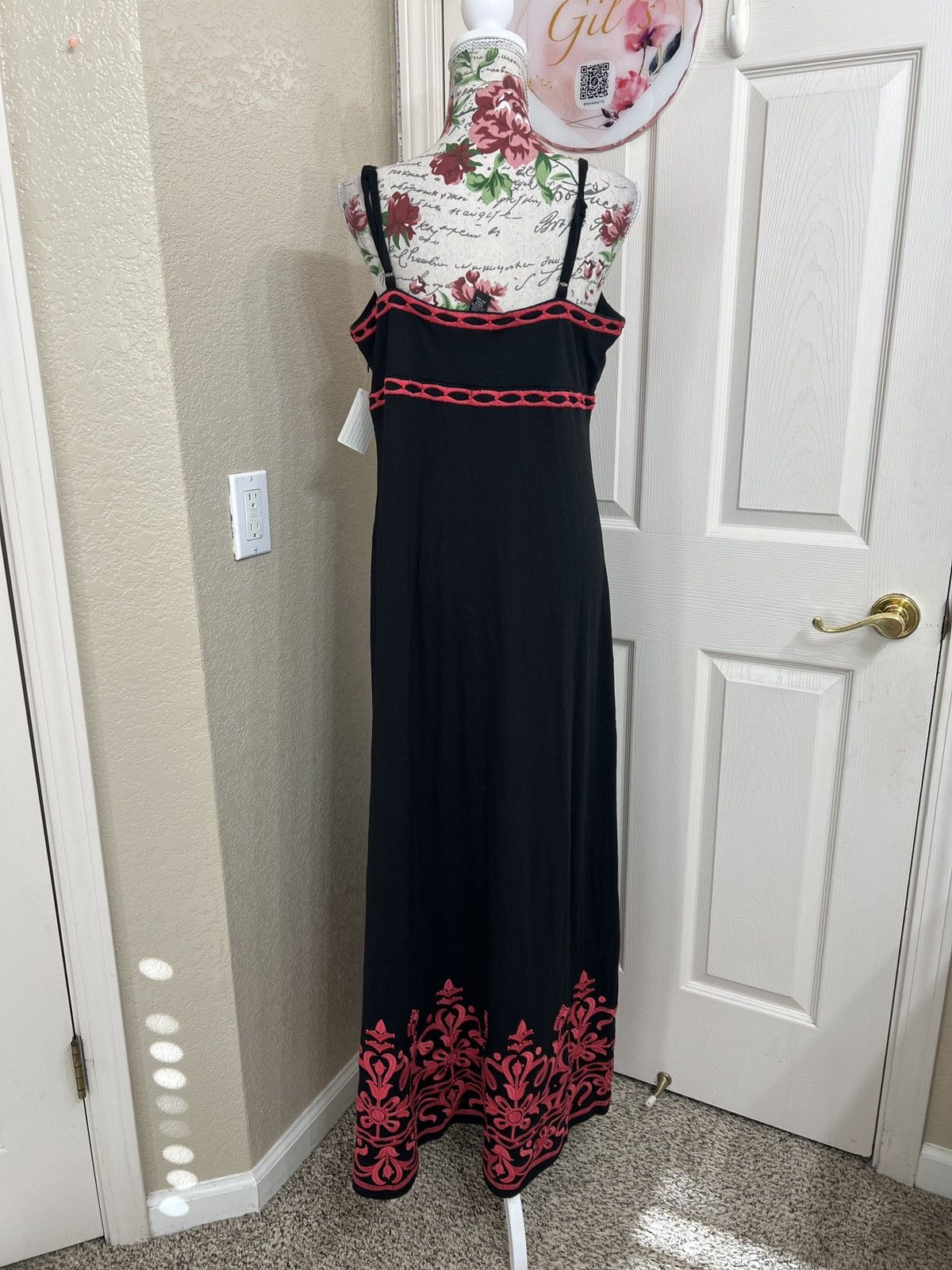 I.N.C INC International Concepts Black Maxi Embroidery dress Size L / US 10 / IT 46 - 3 Thumbnail