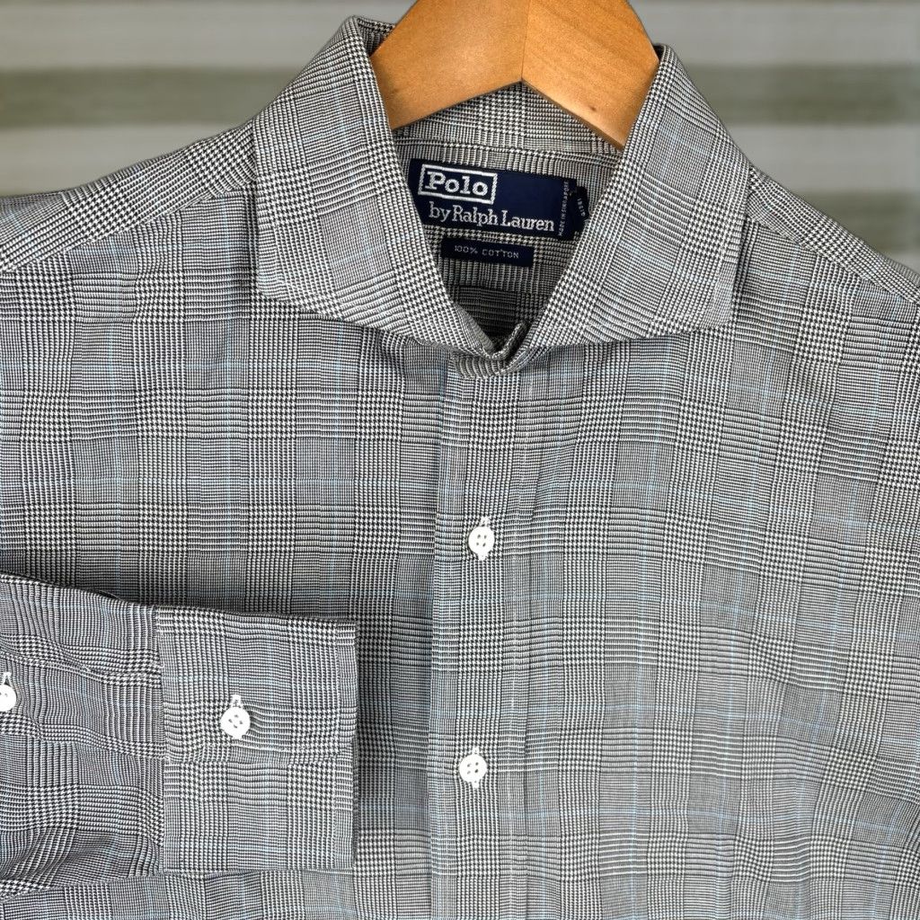 Polo Ralph Lauren Polo Ralph Lauren Dress Shirt Mens 16/35 Glen Check Windowpane Cotton Button Up Size 42R - 1 Thumbnail