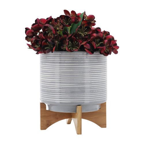 Designer × Homemade CERAMIC 10" PLANTER ON STAND, GRAY Size US L / EU 52-54 / 3 - 4 Thumbnail