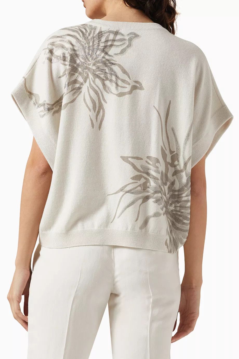 Brunello Cucinelli o1y0825 Crewneck Short Sleeves Sweater in White Size S / US 4 / IT 40 - 3 Thumbnail